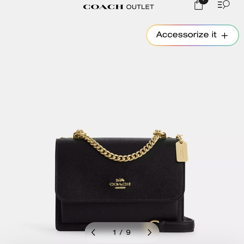 Coach Black and Gold Crossbody Bag with Chain Strap